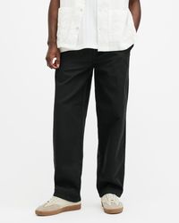 AllSaints - Hanbury Linen Blend Relaxed Fit Trousers - Lyst