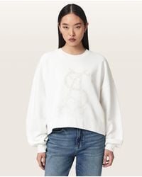 AllSaints - Reflex Lila Oversized Embellished Sweatshirt - Lyst