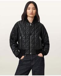 AllSaints - Carly Quilt Leather Bomber Jacket - Lyst