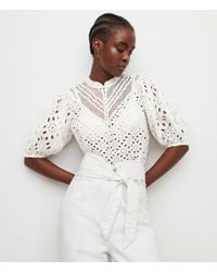 AllSaints - Women's Cotton Regular Fit Tila Broderie Top - Lyst