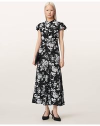 AllSaints - Lolita Short Sleeve Floral Midi Dress - Lyst
