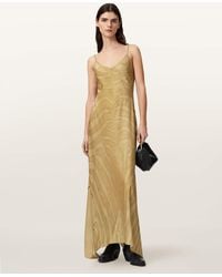 AllSaints - Leona V-Neck Maxi Slip Dress - Lyst