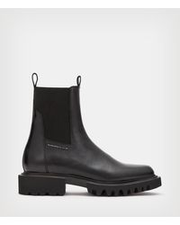 AllSaints Women's Wanda Leather Crocodile Boots in Black | Lyst