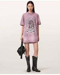 AllSaints - Avalon Tie-Dye Graphic T-Shirt Mini Dress - Lyst