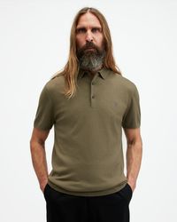 AllSaints - Mode Merino Short Sleeve Polo Shirt - Lyst