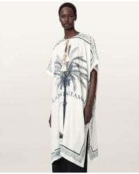 AllSaints - Tess Kaftan Printed Midi Dress - Lyst