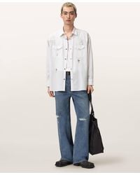 AllSaints - Portman Oversized Embroidered Shirt - Lyst