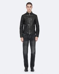 AllSaints - Cora Leather Snap Back Collar Jacket - Lyst