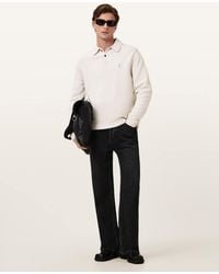 AllSaints - Statten Long Sleeve Ramskull Polo Jumper - Lyst