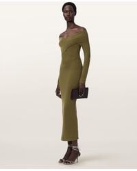 AllSaints - Delta Bodycon Jersey Midi Dress - Lyst