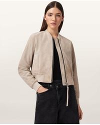 AllSaints - Orten Suede Bomber Jacket - Lyst
