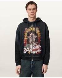 AllSaints - Roque Zip Up Graphic Hoodie - Lyst