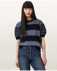 AllSaints - Clem Striped Knitted T-Shirt - Lyst