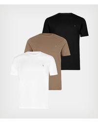 AllSaints Size: Xs Men's Cotton Regular Fit Pack Of 3 Brace Crew T-shirts Brown Black And White - Multicolour