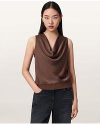 AllSaints - Zoey Sleeveless Cowl Neck Tank Top - Lyst
