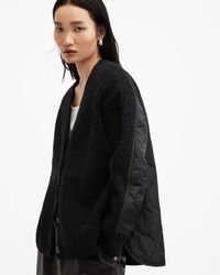 AllSaints - Hopper Ribbed Quilted Inner Cardigan, - Lyst