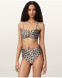 AllSaints - Court Strapless Animal Print Bikini Top - Lyst