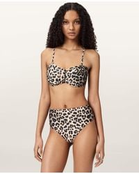 AllSaints - Court Strapless Animal Print Bikini Top - Lyst