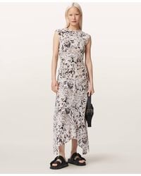 AllSaints - Viscose Noor Asymmetric Sleeveless Maxi Dress, /Us 2 - Lyst