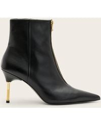 AllSaints - Natasha Pointed Zip Up Leather Boots - Lyst