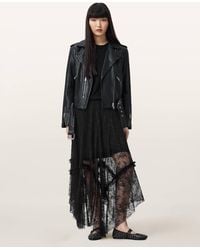 AllSaints - Polyamide Josie Tiered Lace Midi Skirt, /Us 2 - Lyst