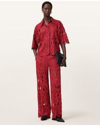 AllSaints - Charli Embroidered Straight Fit Trousers - Lyst