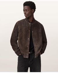 AllSaints - Stafford Leather Bomber Jacket - Lyst