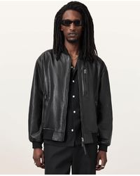 AllSaints Marco Oversized Leather Bomber Jacket in Black for Men