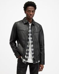 AllSaints - Luck Slim Front Zip Up Leather Jacket - Lyst