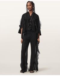 AllSaints - Minna Flared Frill Detail Pants - Lyst