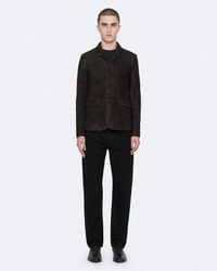 AllSaints - Survey Double Layered Leather Blazer,, Anthracite - Lyst