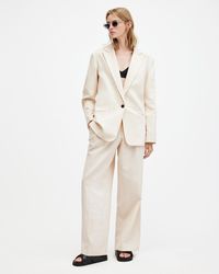 AllSaints - Payton Wide Leg Linen Blend Pants - Lyst