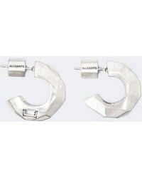 AllSaints - Faceted C Hoop Earrings - Lyst