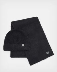AllSaints - Logan Brushed Beanie And Scarf Gift Set - Lyst