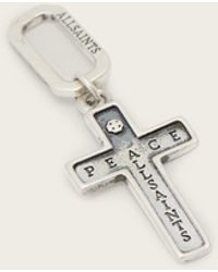 AllSaints - Small Cross Sterling Pendant Charm - Lyst