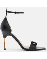 AllSaints - Betty Square Toe Leather Heeled Sandals - Lyst
