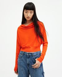 AllSaints - Ridley Cropped Merino Wool Sweater - Lyst