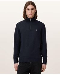 AllSaints - Kilburn Zip Funnel Neck Ramskull Jumper,, Smith - Lyst