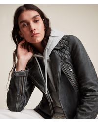 allsaints cargo leather biker jacket womens