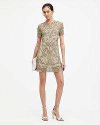 AllSaints - Hania Embellished Mini Dress, - Lyst