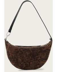 AllSaints - Luna Leopard Print Suede Shoulder Bag - Lyst
