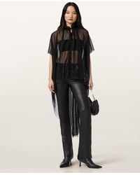 AllSaints - Haldan Leather Bootcut Trousers - Lyst