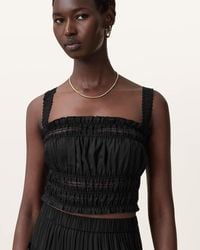 AllSaints - Viscose Talia Lace Cropped Top, /Us 8 - Lyst