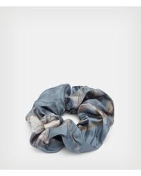 AllSaints Women's Viscose Silk Blend Kuroyuri Oversized Scrunchie Blue And Brown