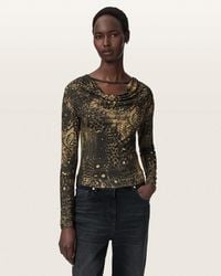 AllSaints - Hallie Cowl Neck Slim Fit Top - Lyst