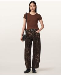 AllSaints - Sadie Barrel Leg Leopard Print Denim Jeans - Lyst