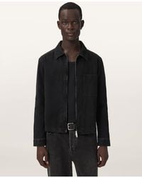 AllSaints - Dolwen Long Sleeve Zip Up Shirt - Lyst