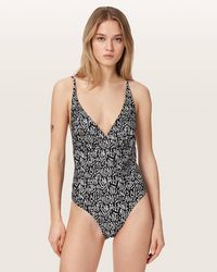 AllSaints - Saph Animal Print V-Neck Swimsuit - Lyst