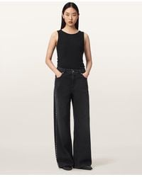 AllSaints - Sway Straight Leg Studded Jeans - Lyst