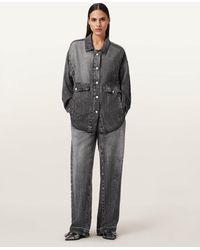 AllSaints - Lyocell Tyler Illusion Wide Leg Trousers, /Us 2 - Lyst